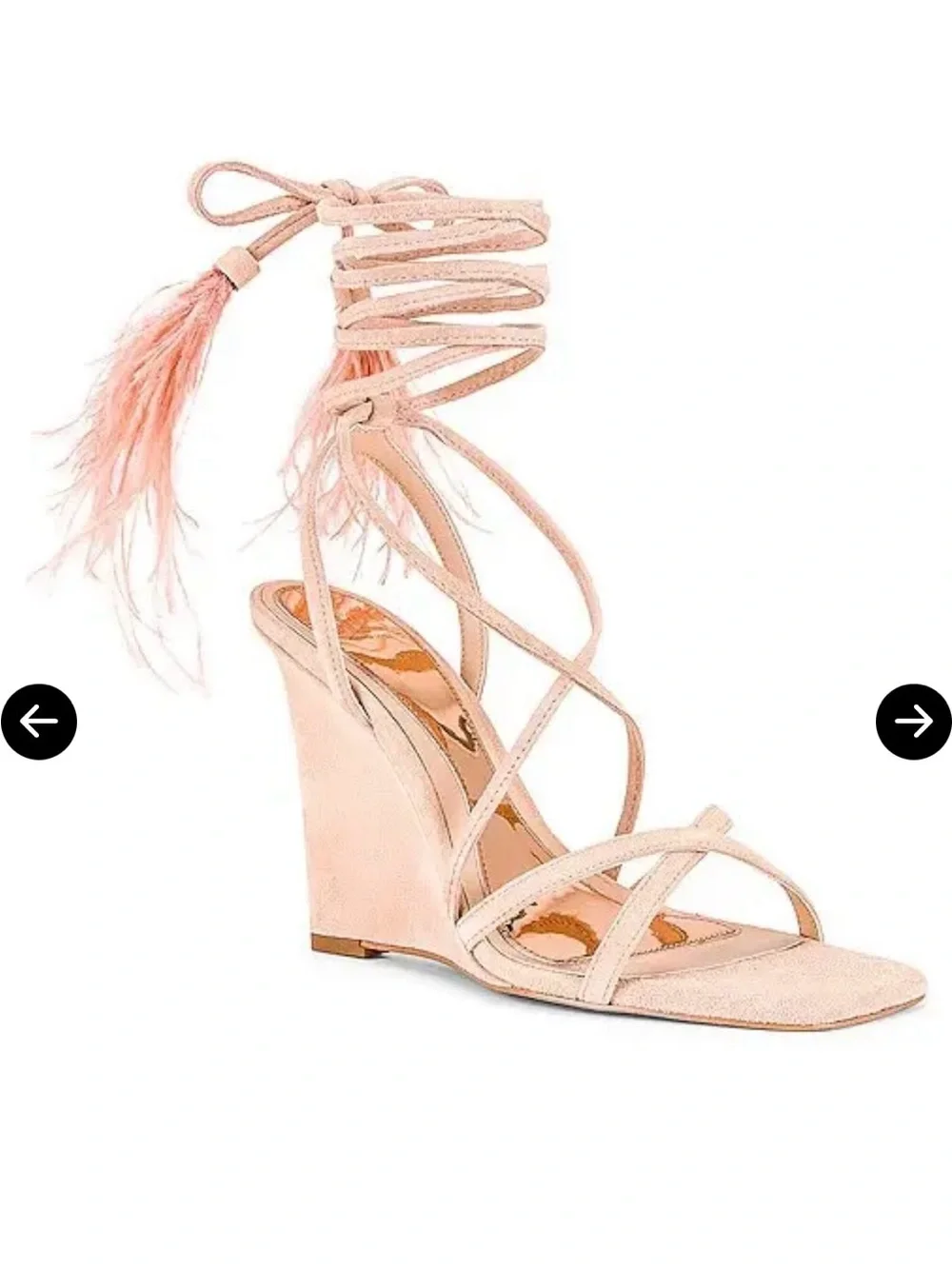 Jennifer Lopez Blush Feather Lace-Up Heels